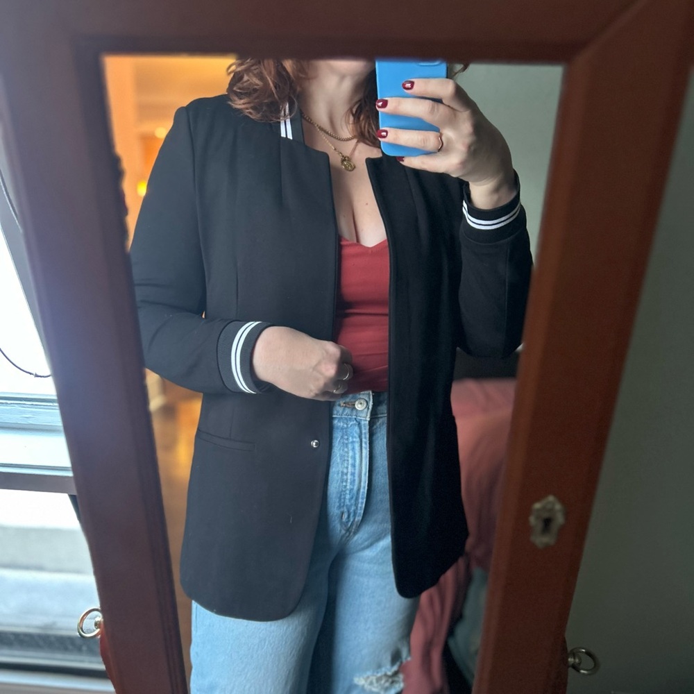 Black Tape- sporty/ varsity style black blazer